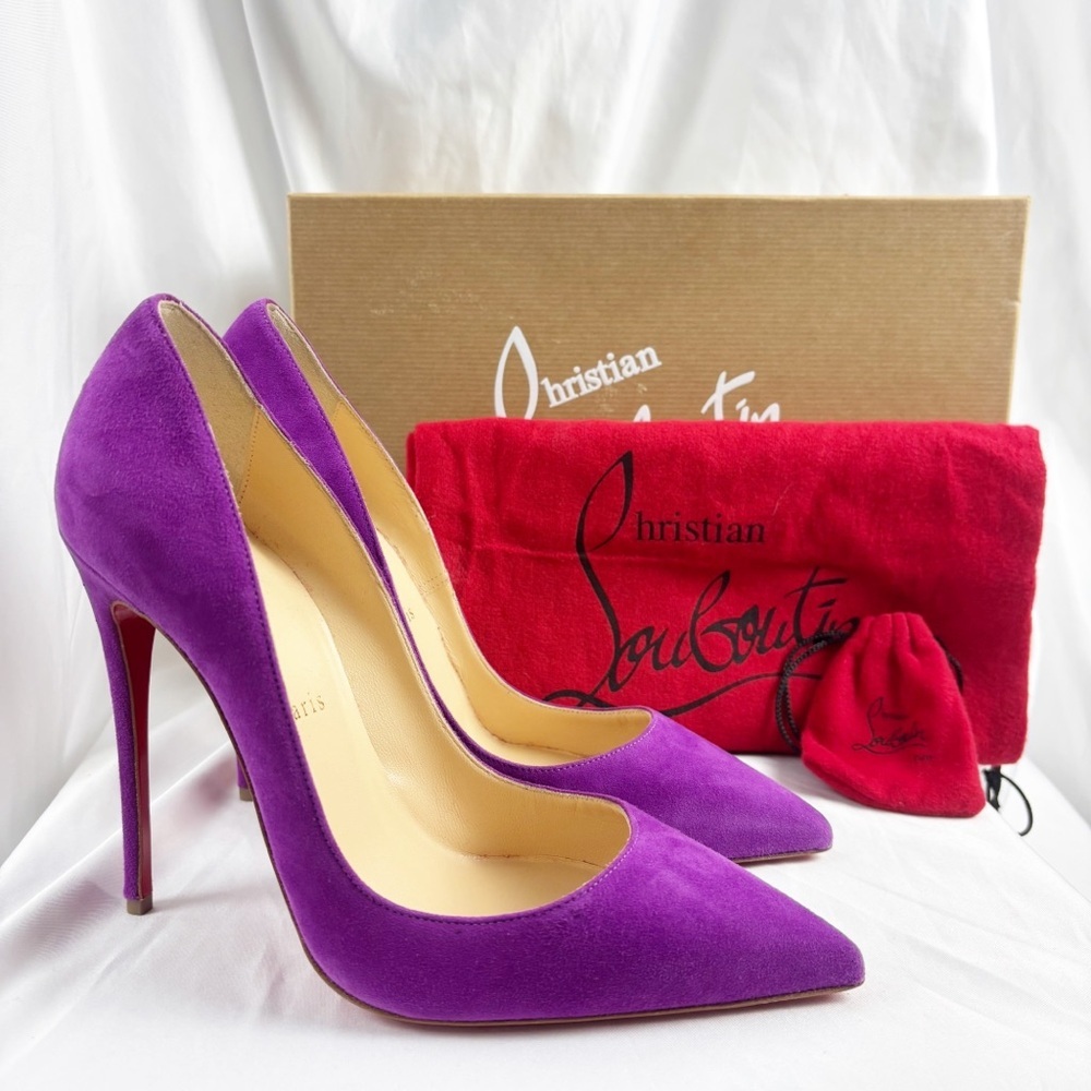 Christian Louboutin So Kate Purple Suede Leather Stiletto Pumps EU 37.5